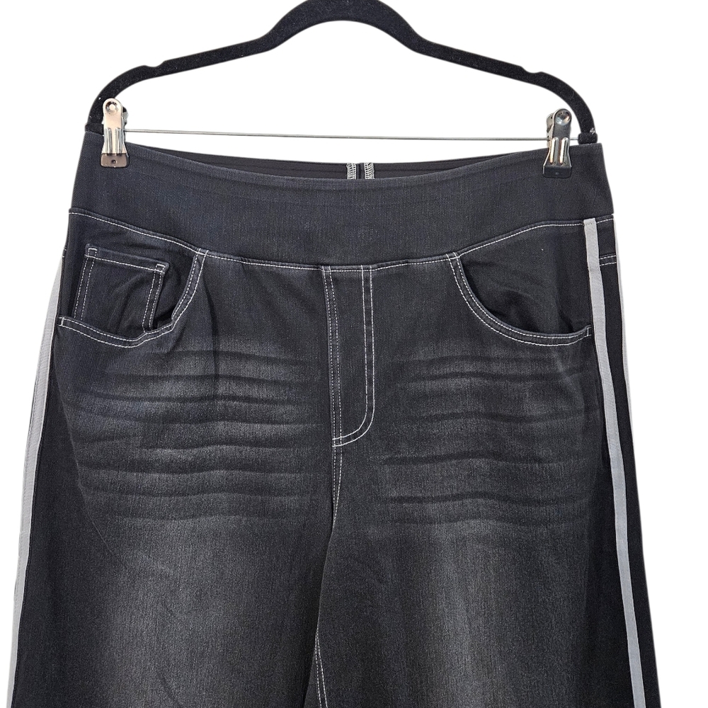 NWT Halara Flex High Waisted Stripe Wide Leg Flowy Washed Casual Jeans - Picture 5 of 8
